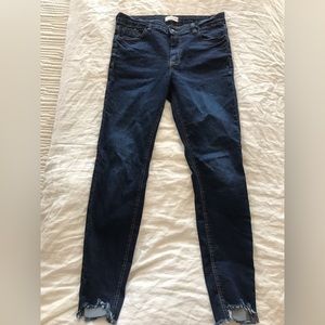Classic blue jeans with distress